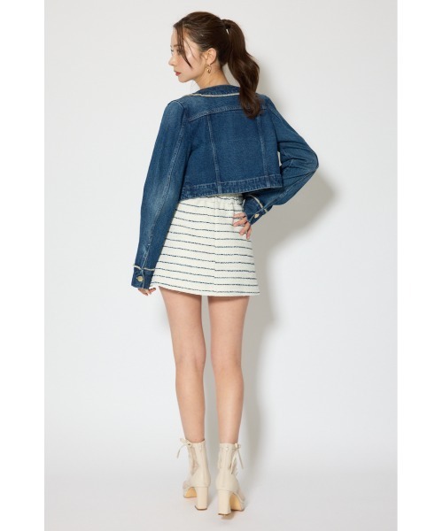 rienda（リエンダ）の「【森香澄さん着用】ノーカラーフリンジデニムジャケット 春服（ノーカラージャケット・レディース・ブルー/ライトブルー・SMALL/MEDIUM）」の13枚目の写真