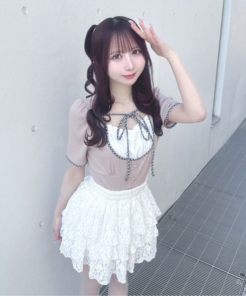 one way(ワンウェイ)の「パイピングカットソー(Tシャツ/カットソー・レディース・オフホワイト/ピンク/ブラック/グレー・FREE)」の4枚目の写真