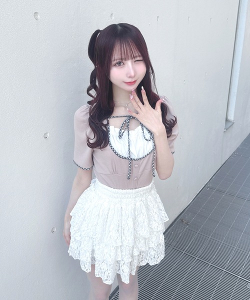 one way(ワンウェイ)の「パイピングカットソー(Tシャツ/カットソー・レディース・オフホワイト/ピンク/ブラック/グレー・FREE)」の10枚目の写真