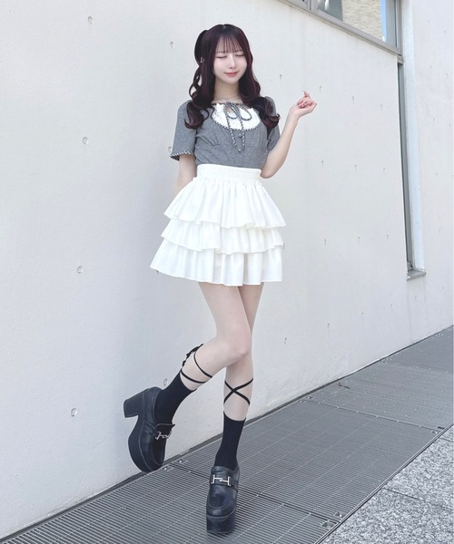 one way(ワンウェイ)の「パイピングカットソー(Tシャツ/カットソー・レディース・オフホワイト/ピンク/ブラック/グレー・FREE)」の8枚目の写真
