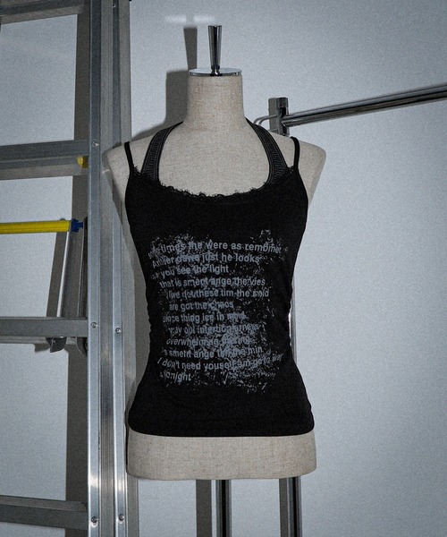 dispark（ディスパーク）の「DISPARK/【26年春夏新作】Y2Kダブルレイヤードキャミ（キャミソール・レディース・グレー/ブラック・FREE）」の2枚目の写真