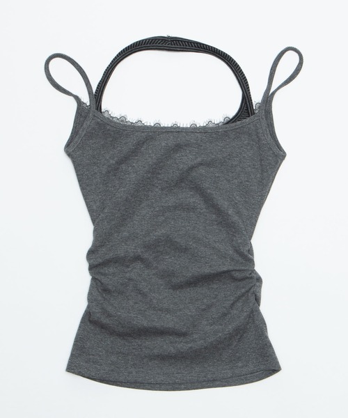dispark（ディスパーク）の「DISPARK/【26年春夏新作】Y2Kダブルレイヤードキャミ（キャミソール・レディース・グレー/ブラック・FREE）」の4枚目の写真