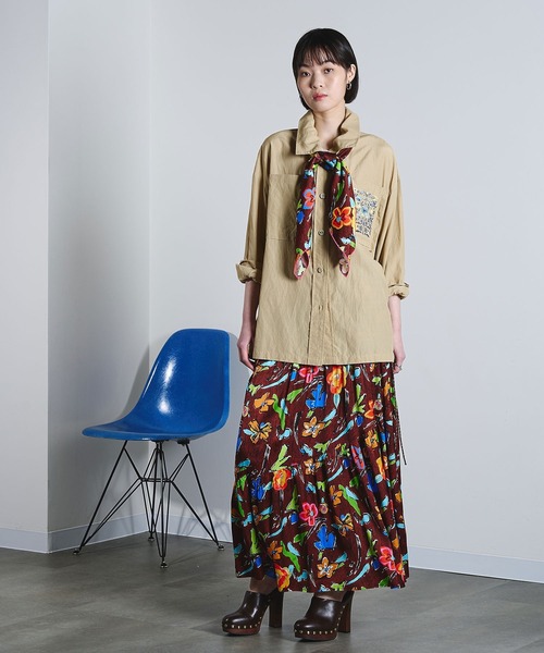 ROSE BUD（ローズバッド）の「(mici)PRINT GATHERED SKIRT（スカート・レディース・ネイビー/ブラウン・ONE SIZE）」の6枚目の写真