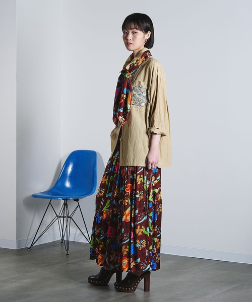 ROSE BUD（ローズバッド）の「(mici)PRINT GATHERED SKIRT（スカート・レディース・ネイビー/ブラウン・ONE SIZE）」の7枚目の写真