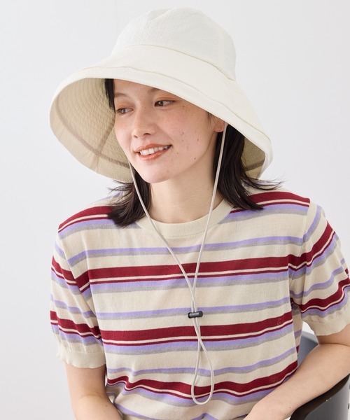 ROPE' PICNIC(ロペピクニック)の「リップストップ撥水ハット/UVカット・撥水・抗菌防臭(ハット・レディース・ベージュ/ホワイト/ブラック系その他・FREE)」の2枚目の写真