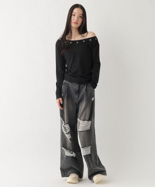 Heather（ヘザー）の「ダメージレースデニムパンツ 661831（デニム