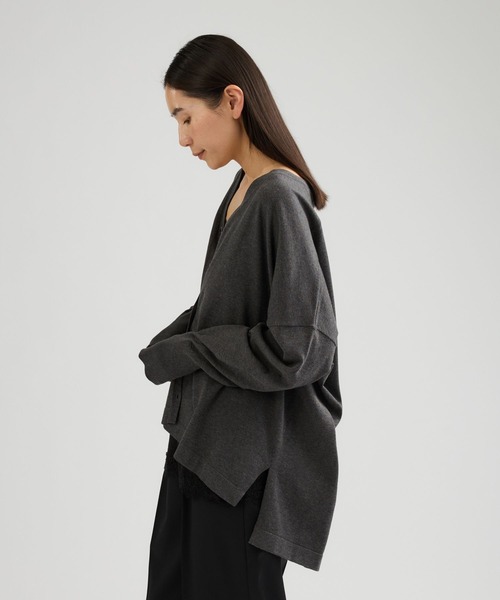 Chaos(カオス)の「Chaos(カオス)/ ◇3/4坪田あさみさんIGLIVE紹介アイテム◇チュルリーニットカーディガン(カーディガン/ボレロ・レディース・チャコール/モカ・FREE)」の4枚目の写真