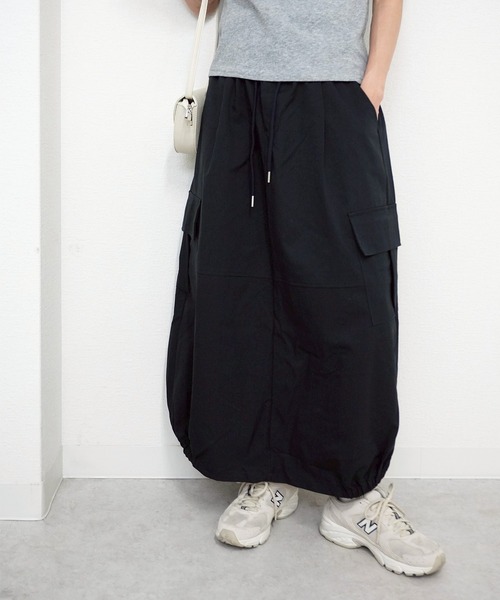 gossara(ゴサラ)の「【スタッフおすすめ】イージーカーゴスカート(スカート・レディース・アイボリー/ネイビー/ベージュ/チャコール・FREE)」の4枚目の写真