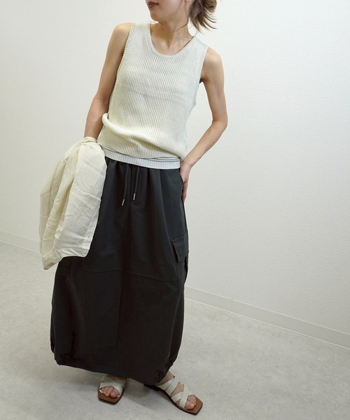 gossara(ゴサラ)の「【スタッフおすすめ】イージーカーゴスカート(スカート・レディース・アイボリー/ネイビー/ベージュ/チャコール・FREE)」の9枚目の写真