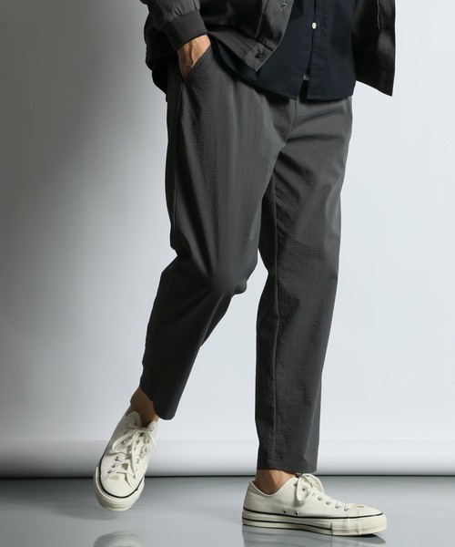 The DUFFER of ST.GEORGE（ザダファーオブセントジョージ）の「HIGH-TECH SEERSUCKER "COOLMAX" EASY TAPERED PANTS：クールマックス シアサッカー イージーパンツ / テーパードパンツ / セットアップ対応（その他パンツ・メンズ・ネイビー/チャコールグレー・X-LARGE/LARGE/MEDIUM/SMALL）」の3枚目の写真