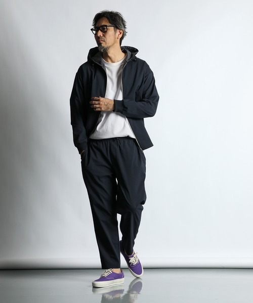 The DUFFER of ST.GEORGE（ザダファーオブセントジョージ）の「HIGH-TECH SEERSUCKER "COOLMAX" EASY TAPERED PANTS：クールマックス シアサッカー イージーパンツ / テーパードパンツ / セットアップ対応（その他パンツ・メンズ・ネイビー/チャコールグレー・X-LARGE/LARGE/MEDIUM/SMALL）」の6枚目の写真