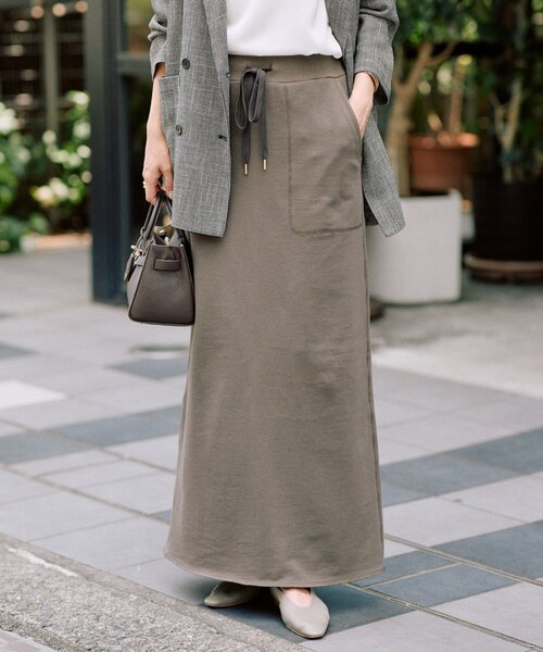 新色・低身長サイズ追加/4サイズ展開】スウェットロングスカート（夏服