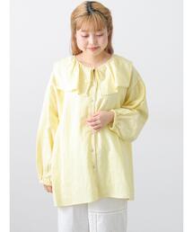 Samansa Mos2 | 【Cross×Linen】セーラーカラーブラウス(シャツ/ブラウス)