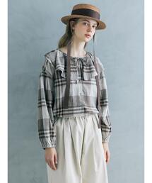 Samansa Mos2（サマンサ モスモス）の「【Cross×Linen】セーラーカラーブラウス（シャツ/ブラウス）」