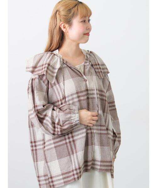 Samansa Mos2（サマンサ モスモス）の「【Cross×Linen】セーラーカラーブラウス（シャツ/ブラウス・レディース・モカ/グリーン/レッド/ベージュ/イエロー・F）」の10枚目の写真