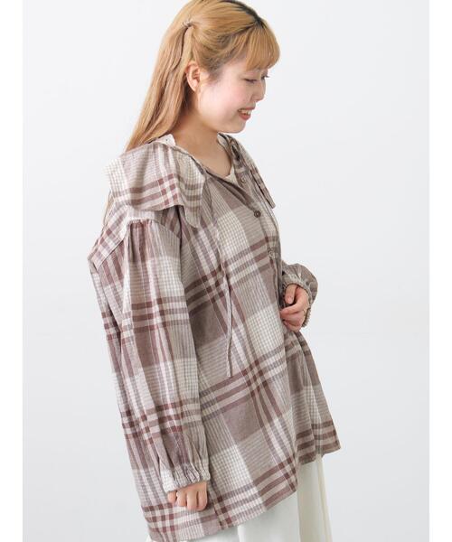 Samansa Mos2（サマンサ モスモス）の「【Cross×Linen】セーラーカラーブラウス（シャツ/ブラウス・レディース・モカ/グリーン/レッド/ベージュ/イエロー・F）」の12枚目の写真