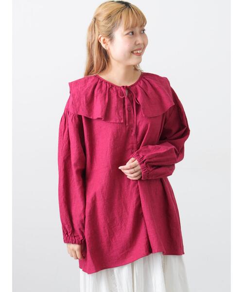 Samansa Mos2（サマンサ モスモス）の「【Cross×Linen】セーラーカラーブラウス（シャツ/ブラウス・レディース・モカ/グリーン/レッド/ベージュ/イエロー・F）」の20枚目の写真