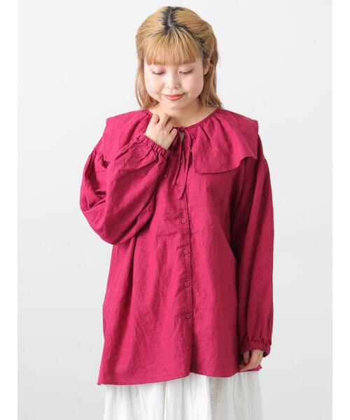 Samansa Mos2（サマンサ モスモス）の「【Cross×Linen】セーラーカラーブラウス（シャツ/ブラウス・レディース・モカ/グリーン/レッド/ベージュ/イエロー・F）」の21枚目の写真