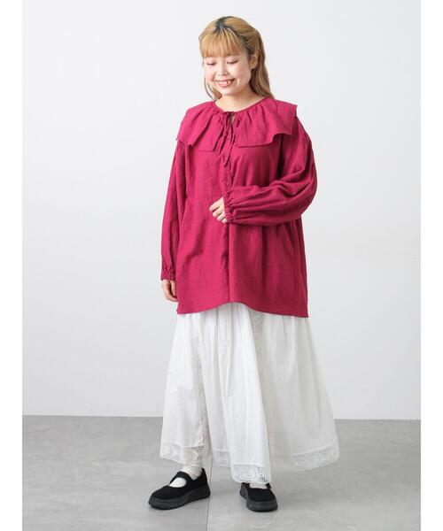 Samansa Mos2（サマンサ モスモス）の「【Cross×Linen】セーラーカラーブラウス（シャツ/ブラウス・レディース・モカ/グリーン/レッド/ベージュ/イエロー・F）」の22枚目の写真