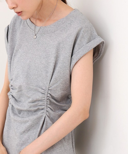 Bab(バブ)の「フロントギャザートップス(Tシャツ/カットソー・レディース・グレー/オフホワイト/ブラック/ピンク・MEDIUM)」の7枚目の写真