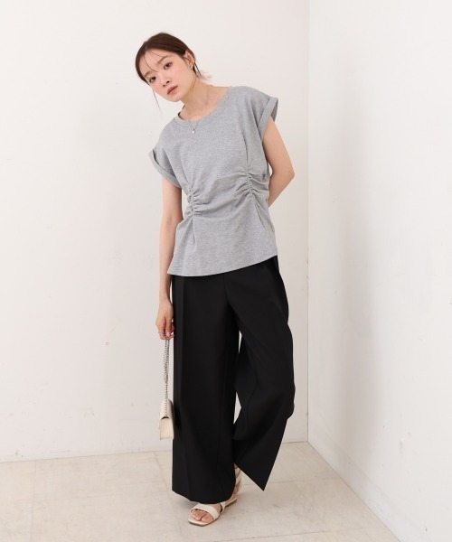 Bab(バブ)の「フロントギャザートップス(Tシャツ/カットソー・レディース・グレー/オフホワイト/ブラック/ピンク・MEDIUM)」の9枚目の写真