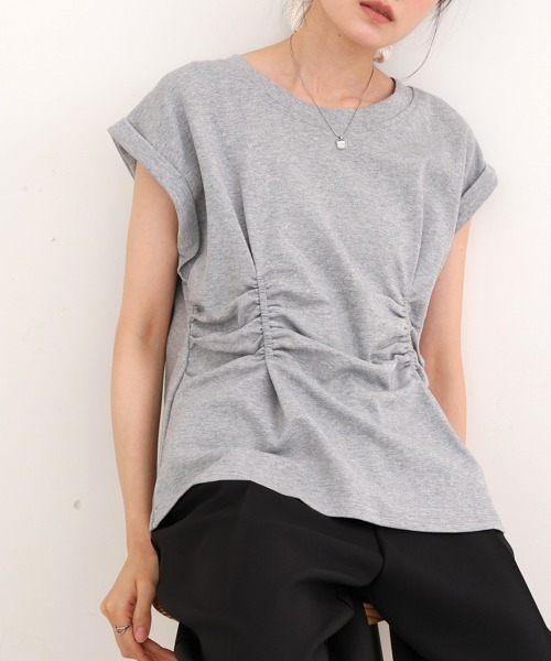 Bab(バブ)の「フロントギャザートップス(Tシャツ/カットソー・レディース・グレー/オフホワイト/ブラック/ピンク・MEDIUM)」の13枚目の写真
