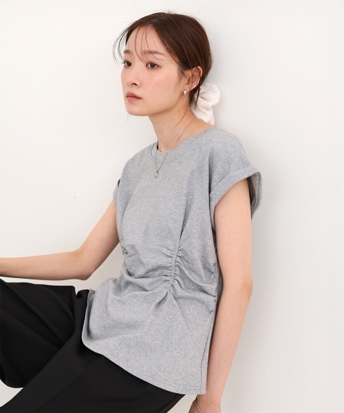 Bab(バブ)の「フロントギャザートップス(Tシャツ/カットソー・レディース・グレー/オフホワイト/ブラック/ピンク・MEDIUM)」の14枚目の写真