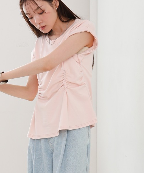 Bab(バブ)の「フロントギャザートップス(Tシャツ/カットソー・レディース・グレー/オフホワイト/ブラック/ピンク・MEDIUM)」の18枚目の写真