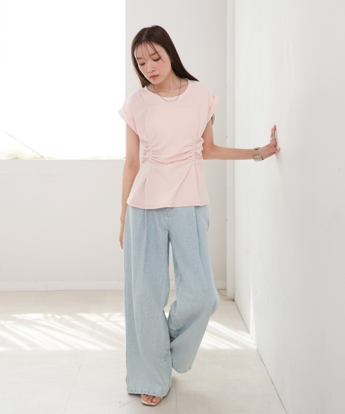 Bab(バブ)の「フロントギャザートップス(Tシャツ/カットソー・レディース・グレー/オフホワイト/ブラック/ピンク・MEDIUM)」の19枚目の写真