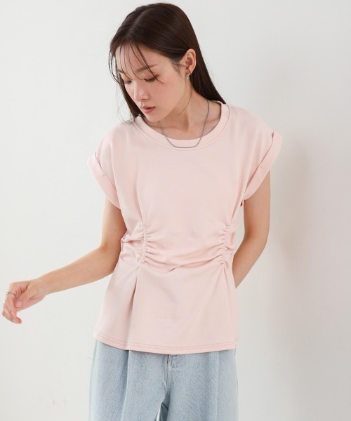 Bab(バブ)の「フロントギャザートップス(Tシャツ/カットソー・レディース・グレー/オフホワイト/ブラック/ピンク・MEDIUM)」の16枚目の写真