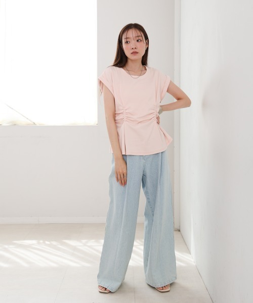 Bab(バブ)の「フロントギャザートップス(Tシャツ/カットソー・レディース・グレー/オフホワイト/ブラック/ピンク・MEDIUM)」の17枚目の写真