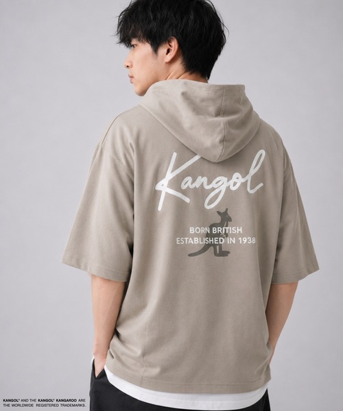 KANGOL(カンゴール)の「【KANGOL /カンゴール】Mac-House別注 フェイクレイヤード半袖プルオーバーパーカー(パーカー・メンズ・ブラック/サックスブルー/グレイッシュベージュ・M/L/XL)」の3枚目の写真
