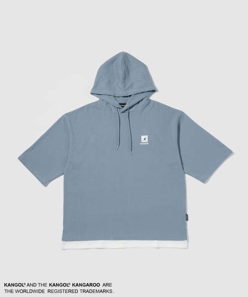 KANGOL(カンゴール)の「【KANGOL /カンゴール】Mac-House別注 フェイクレイヤード半袖プルオーバーパーカー(パーカー・メンズ・ブラック/サックスブルー/グレイッシュベージュ・M/L/XL)」の4枚目の写真