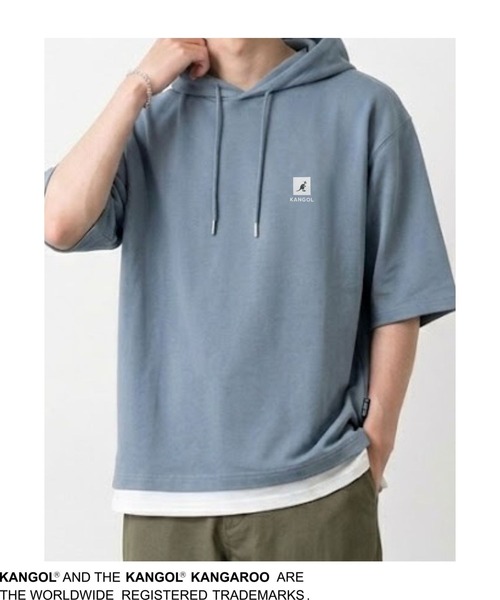 KANGOL(カンゴール)の「【KANGOL /カンゴール】Mac-House別注 フェイクレイヤード半袖プルオーバーパーカー(パーカー・メンズ・ブラック/サックスブルー/グレイッシュベージュ・M/L/XL)」の9枚目の写真