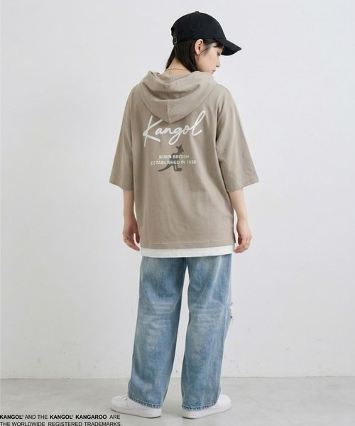 KANGOL(カンゴール)の「【KANGOL /カンゴール】Mac-House別注 フェイクレイヤード半袖プルオーバーパーカー(パーカー・メンズ・ブラック/サックスブルー/グレイッシュベージュ・M/L/XL)」の12枚目の写真
