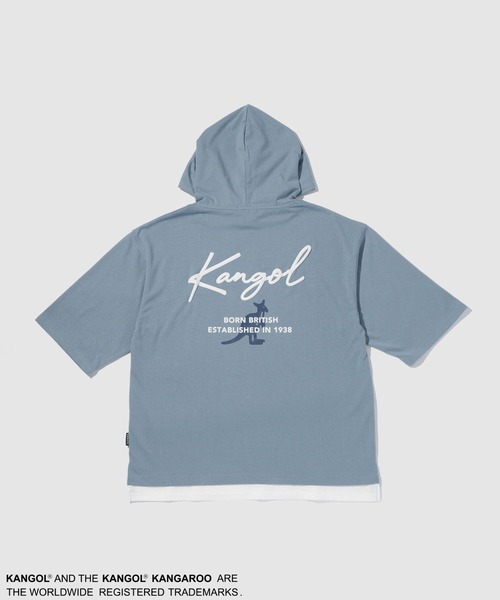 KANGOL(カンゴール)の「【KANGOL /カンゴール】Mac-House別注 フェイクレイヤード半袖プルオーバーパーカー(パーカー・メンズ・ブラック/サックスブルー/グレイッシュベージュ・M/L/XL)」の13枚目の写真