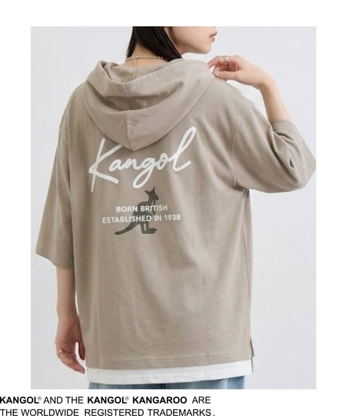 KANGOL(カンゴール)の「【KANGOL /カンゴール】Mac-House別注 フェイクレイヤード半袖プルオーバーパーカー(パーカー・メンズ・ブラック/サックスブルー/グレイッシュベージュ・M/L/XL)」の11枚目の写真