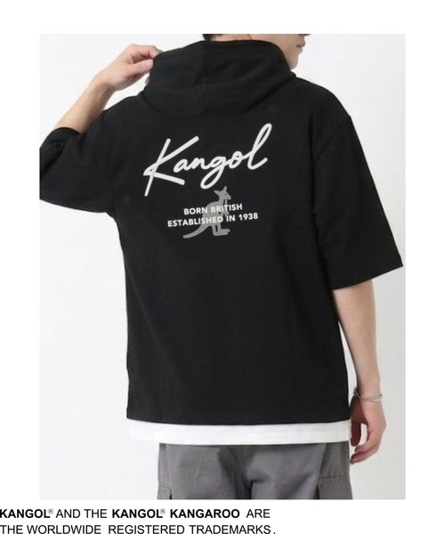 KANGOL(カンゴール)の「【KANGOL /カンゴール】Mac-House別注 フェイクレイヤード半袖プルオーバーパーカー(パーカー・メンズ・ブラック/サックスブルー/グレイッシュベージュ・M/L/XL)」の10枚目の写真