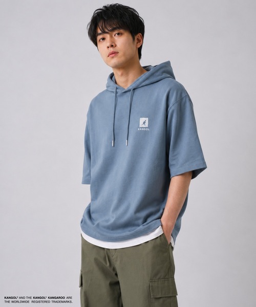 KANGOL(カンゴール)の「【KANGOL /カンゴール】Mac-House別注 フェイクレイヤード半袖プルオーバーパーカー(パーカー・メンズ・ブラック/サックスブルー/グレイッシュベージュ・M/L/XL)」の15枚目の写真