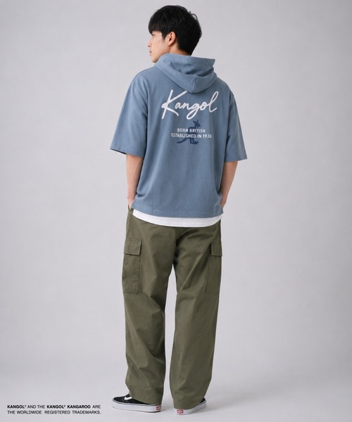 KANGOL(カンゴール)の「【KANGOL /カンゴール】Mac-House別注 フェイクレイヤード半袖プルオーバーパーカー(パーカー・メンズ・ブラック/サックスブルー/グレイッシュベージュ・M/L/XL)」の16枚目の写真