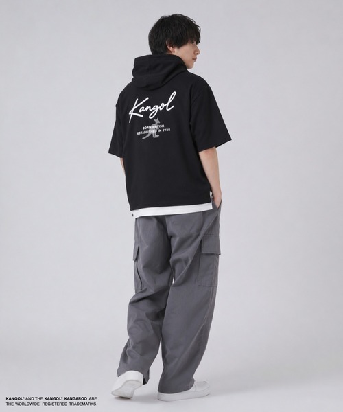 KANGOL(カンゴール)の「【KANGOL /カンゴール】Mac-House別注 フェイクレイヤード半袖プルオーバーパーカー(パーカー・メンズ・ブラック/サックスブルー/グレイッシュベージュ・M/L/XL)」の20枚目の写真
