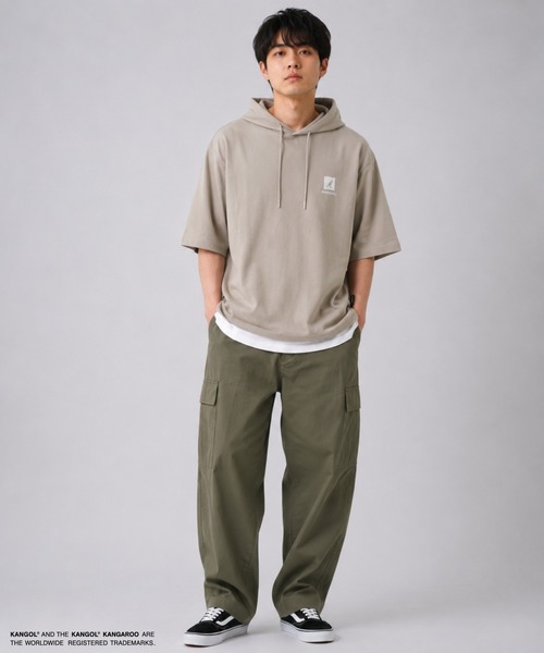 KANGOL(カンゴール)の「【KANGOL /カンゴール】Mac-House別注 フェイクレイヤード半袖プルオーバーパーカー(パーカー・メンズ・ブラック/サックスブルー/グレイッシュベージュ・M/L/XL)」の19枚目の写真