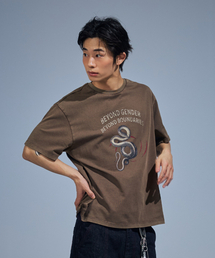 VETEZE（ベテゼ）の「BGBB Snake Garment Dyed half T (Brown)（Tシャツ/カットソー）」