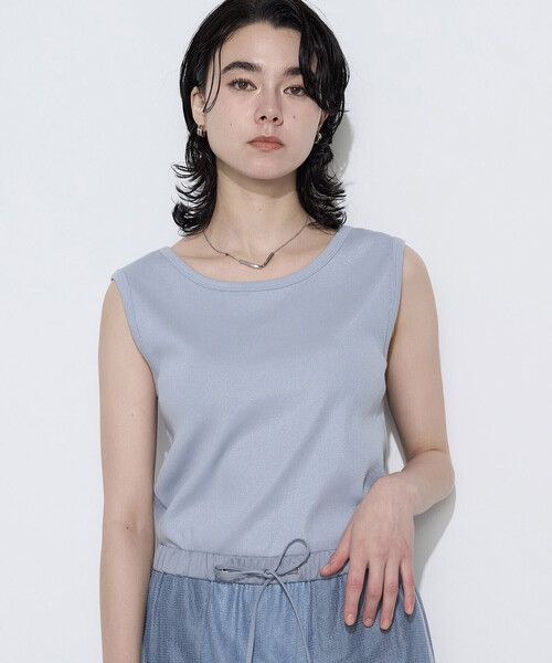 K.T KIYOKO TAKASE(キヨコタカセ)の「スパークナイロンテレコ 2WAYタンクトップ(タンクトップ・レディース・ホワイト/ライトグレー/ブラック/サックスブルー/ベージュ・11号/9号/7号)」の22枚目の写真