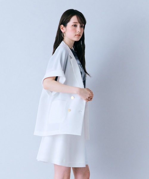 Audie a Muses(オーディアミューズ)の「ハーフスリーブダブルシアージャケット(テーラードジャケット・レディース・オフホワイト/ブラック・38/42)」の7枚目の写真