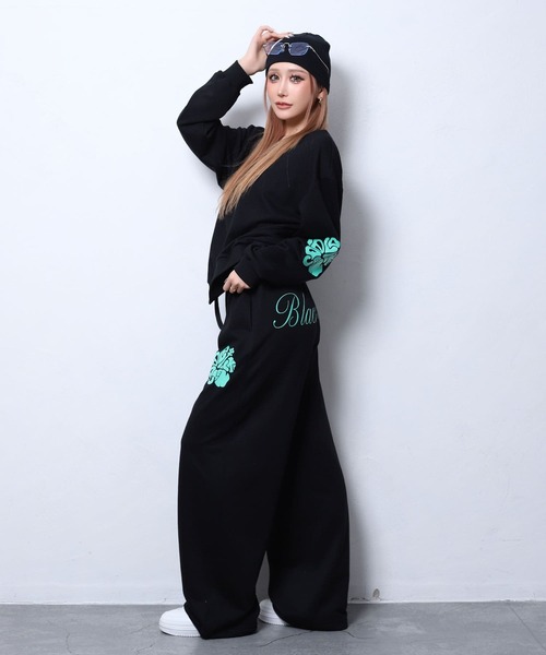 BLACKQUEEN(ブラッククイーン)の「【BLACKQUEEN】ハイビスカスグリッターセットアップ(セットアップ・レディース・グリーン系/シルバー・M)」の9枚目の写真