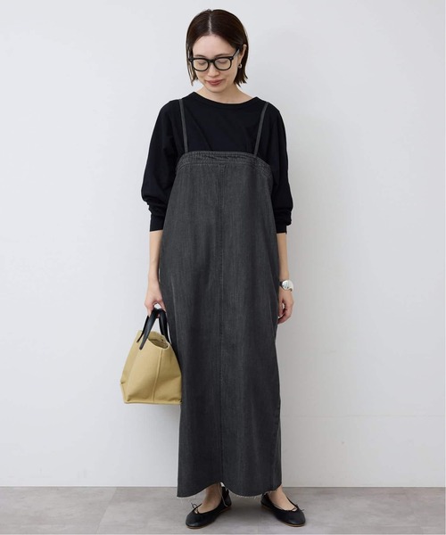 SLOBE IENA（スローブイエナ）の「《WEB限定/追加》LEDENIM ナローフレアデニムジャンパースカート（ワンピース・レディース・ブラック・38/36）」の7枚目の写真