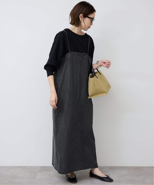SLOBE IENA（スローブイエナ）の「《WEB限定/追加》LEDENIM ナローフレアデニムジャンパースカート（ワンピース・レディース・ブラック・38/36）」の10枚目の写真