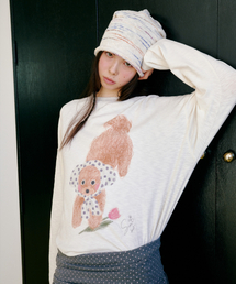 FUN FROM FUN（ファンフロムファン）の「Puppy In Scarf Tee, Cream（Tシャツ/カットソー）」