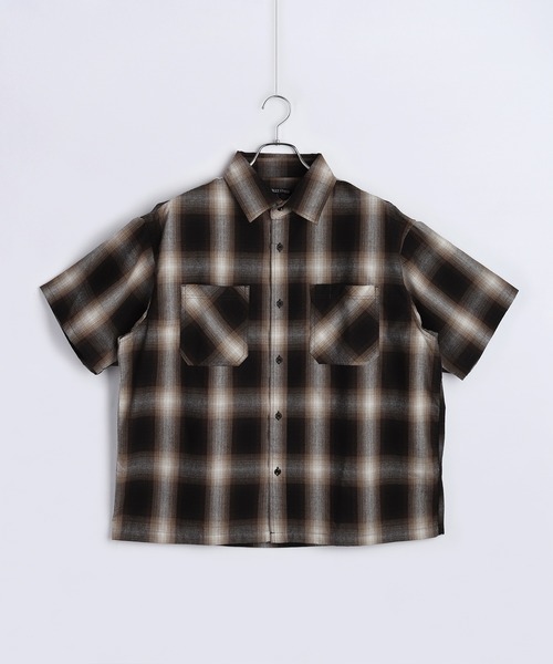 WESTSEA（ウエストシー）の「リサイクルファイバー オンブレチェック 半袖シャツ オーバーサイズ（シャツ/ブラウス・メンズ・ブルー/ブラウン/ブラック・M/L）」の16枚目の写真